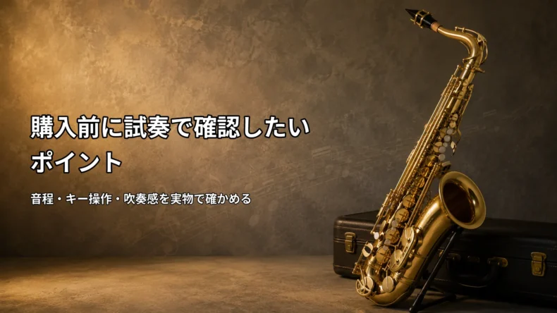 マルカートのサックスを購入する前に、音程やキー操作、吹奏感など試奏で確認したいポイントを紹介