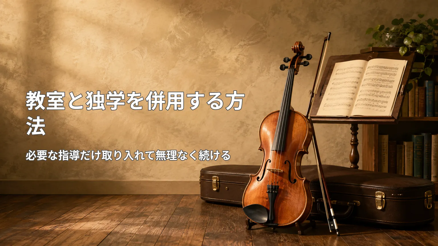 普段の独学と月1〜2回のバイオリンレッスンを組み合わせて学ぶ方法を分かりやすく示した画像