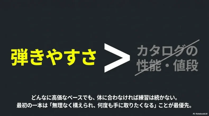 エレキベース初心者は価格や性能より弾きやすさを優先する