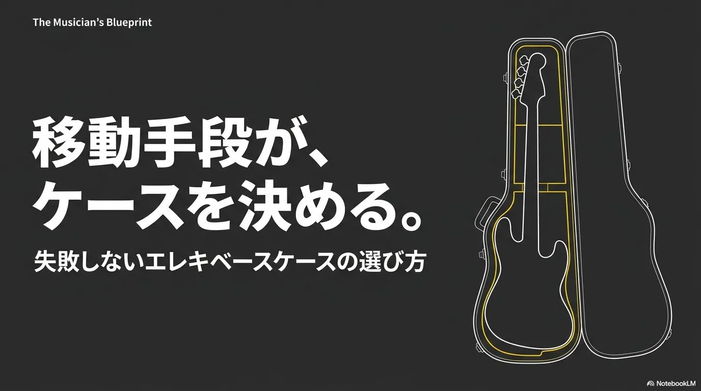 エレキベースケースの選び方と移動手段による違いを紹介する概要図