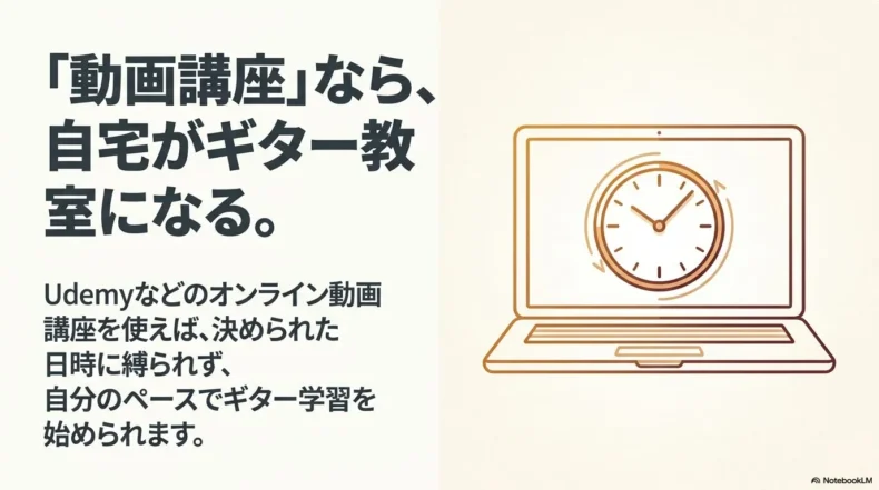 Udemyなどの動画講座を利用して決まった日時に縛られず自宅でギターを学ぶ方法
