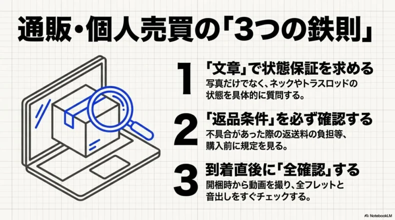 通販や個人売買で状態確認、返品条件、到着直後の全確認を徹底する三つの鉄則