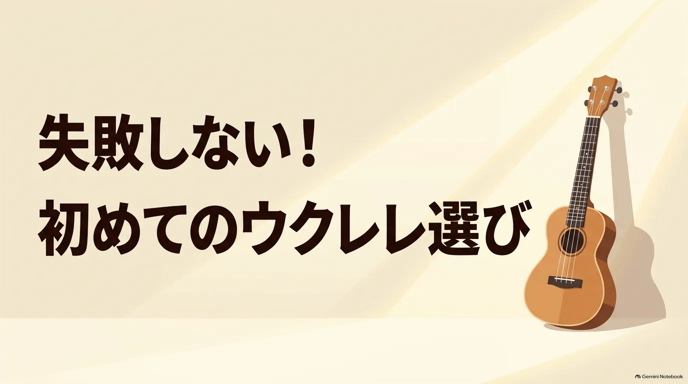 「失敗しない！初めてのウクレレ選び」というタイトルと、右側にウクレレが描かれた表紙