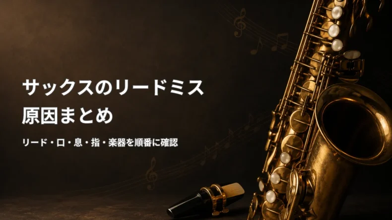 サックスのリードミス原因と、リードから楽器まで一つずつ確認する基本的な流れをまとめた画像