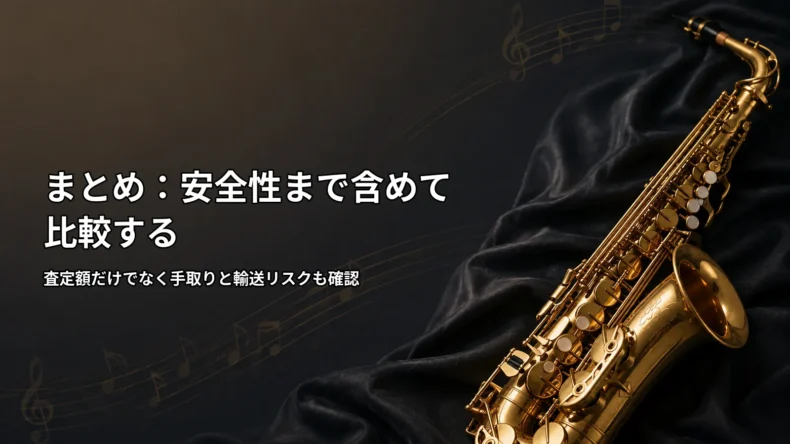 サックス買取では査定額だけでなく最終手取りや輸送リスクまで含めて比較するまとめのイメージ