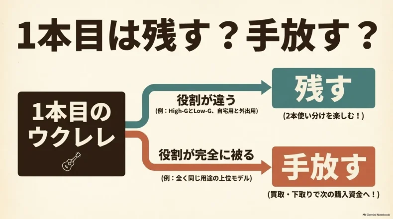 1本目と2本目の役割が違えば残し、役割が完全に重なるなら売却や下取りを検討する判断の流れ
