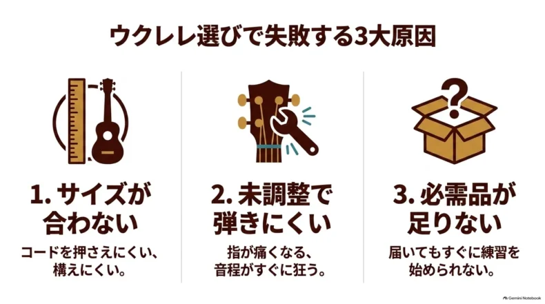 機種を問わず贈りやすいチューナーやクロス、教則本と、機種確認が必要なケース・弦・ストラップの比較
