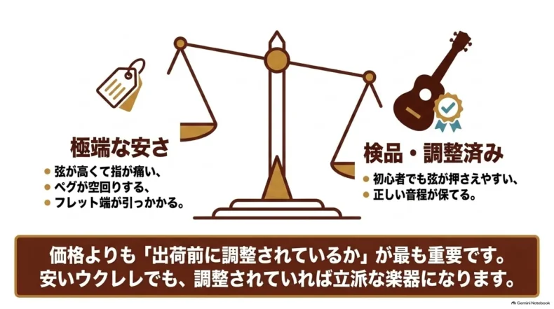 相手の好みや体格が分からない場合に、本体を独断で選ばず一緒にウクレレを選ぶ時間を贈る提案