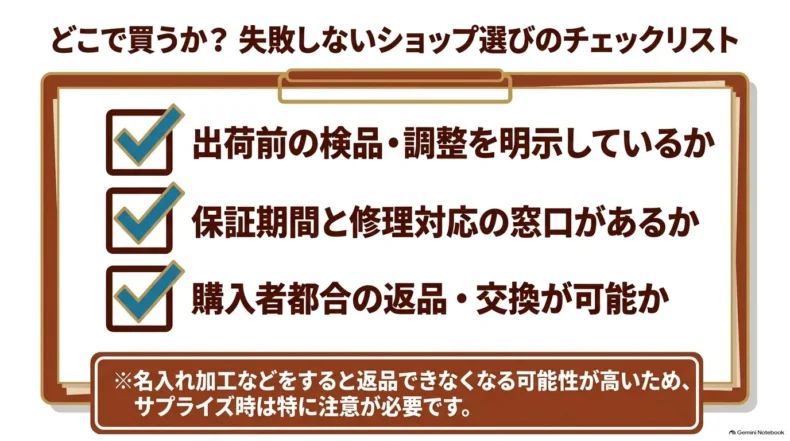 ウクレレ選びで失敗する原因として、サイズ不適合、未調整で弾きにくいこと、必要品不足の3点を示す