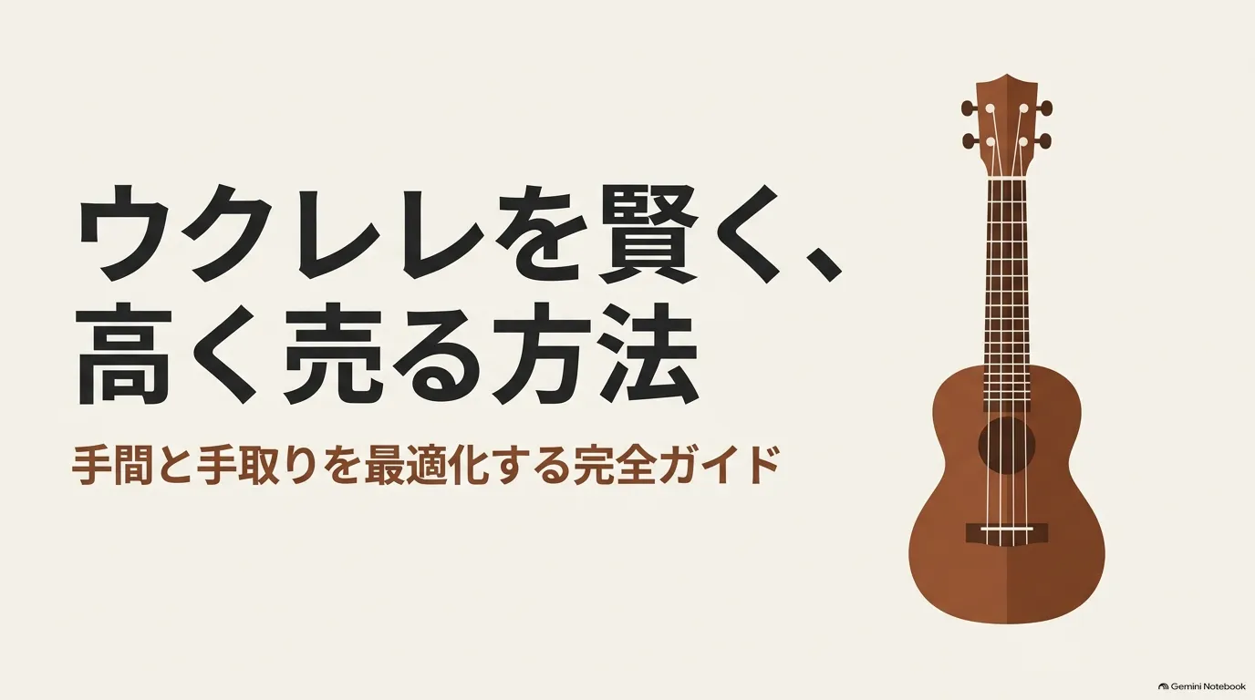 ウクレレを賢く高く売る方法と、手間と手取りを最適化する完全ガイドを示した表紙