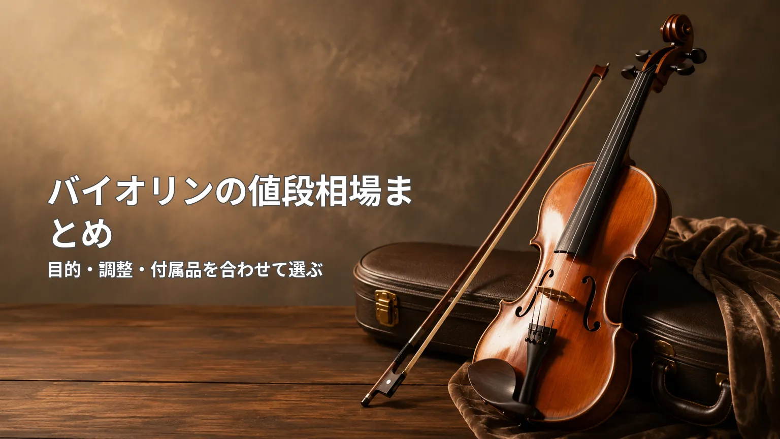初心者向けバイオリンの目的別価格帯と、購入時に確認したい重要なポイントをまとめた図