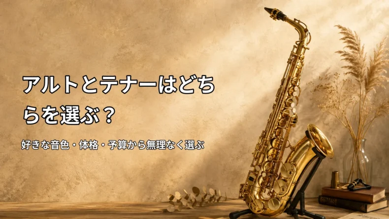 ヤマハのアルトとテナーサックスを音色やサイズ、価格から比較して初心者の選び方を示す画像