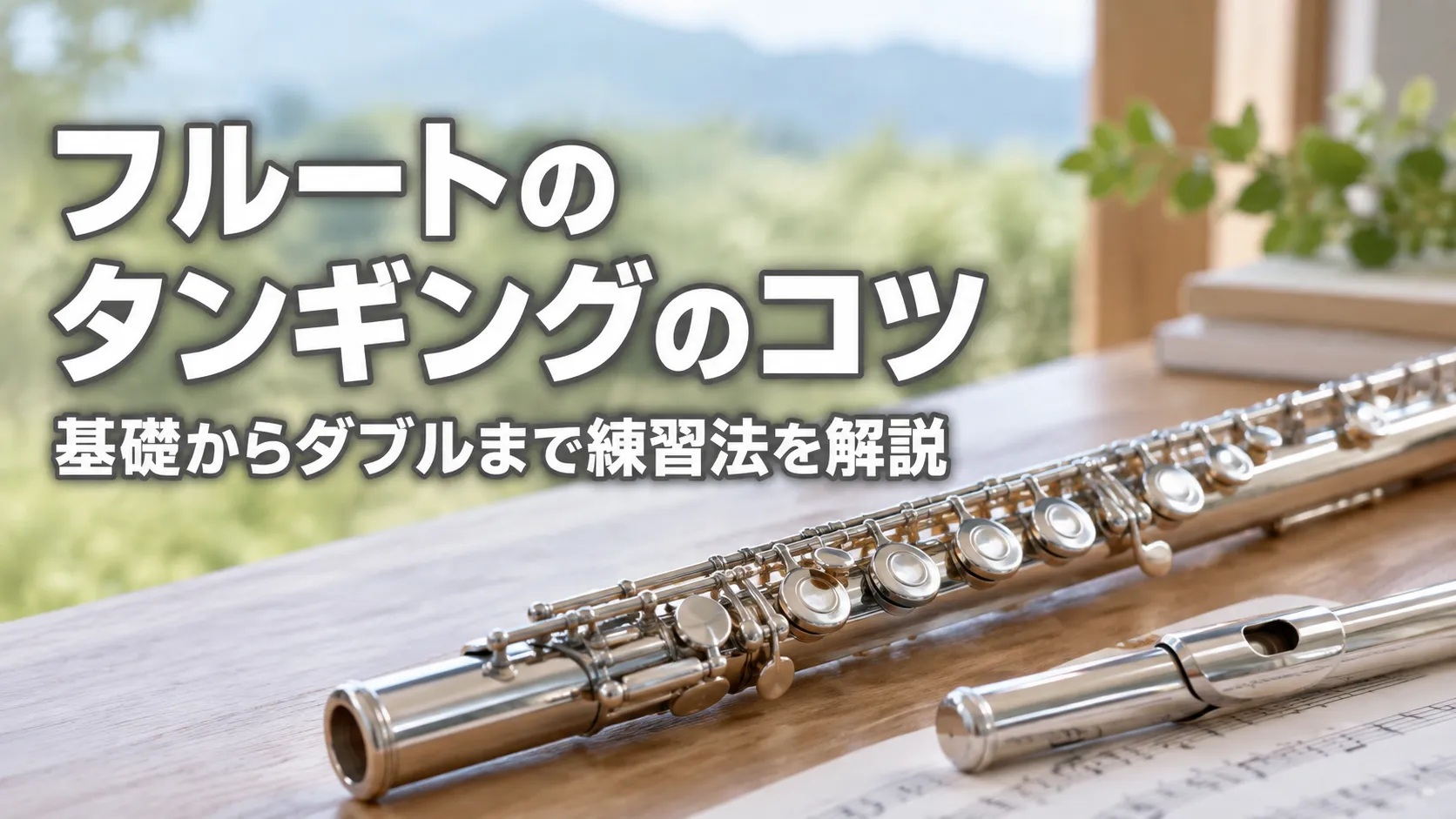 フルートのタンギングのコツと基礎からダブルまでの練習法を解説する記事のアイキャッチ画像。